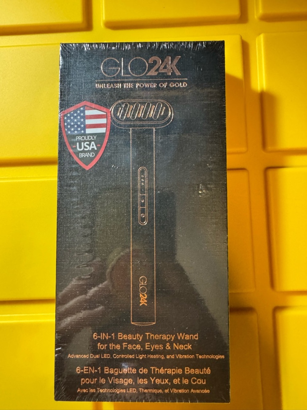 GLO24K 6-in-1 Beauty Therapy Wand - Black & Gold